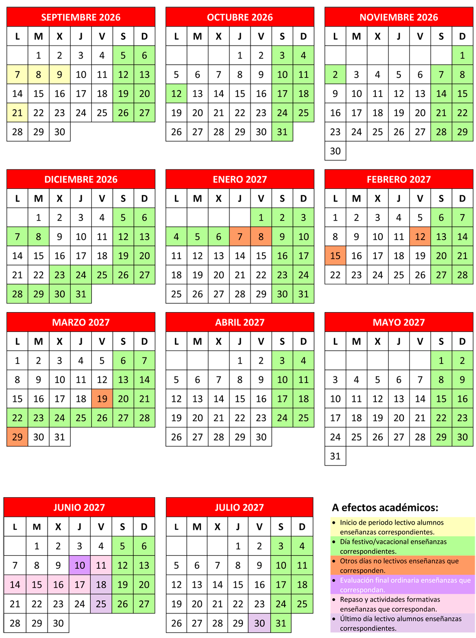 Calendario 26 - 27