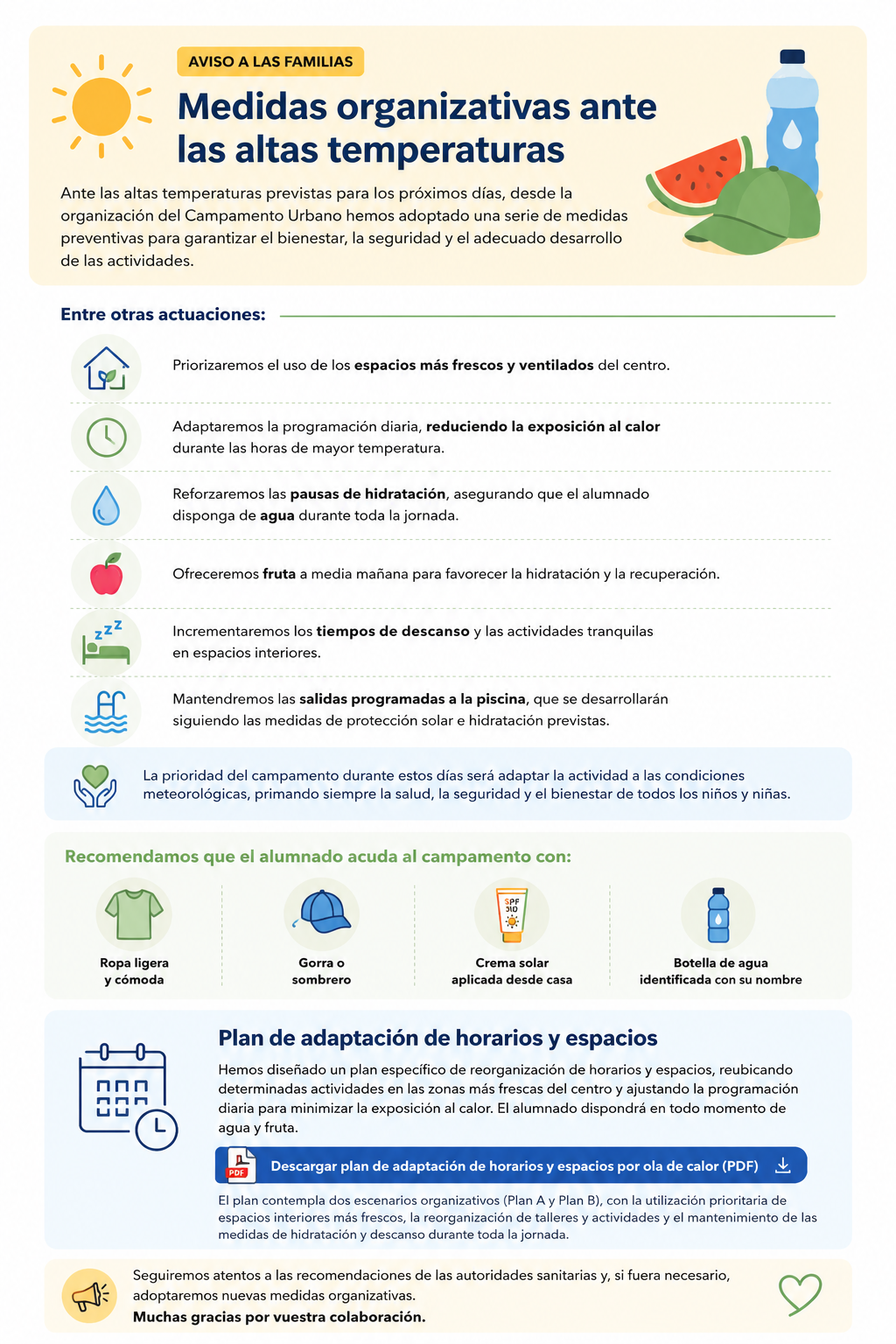Medidas organizativas altas temperaturas